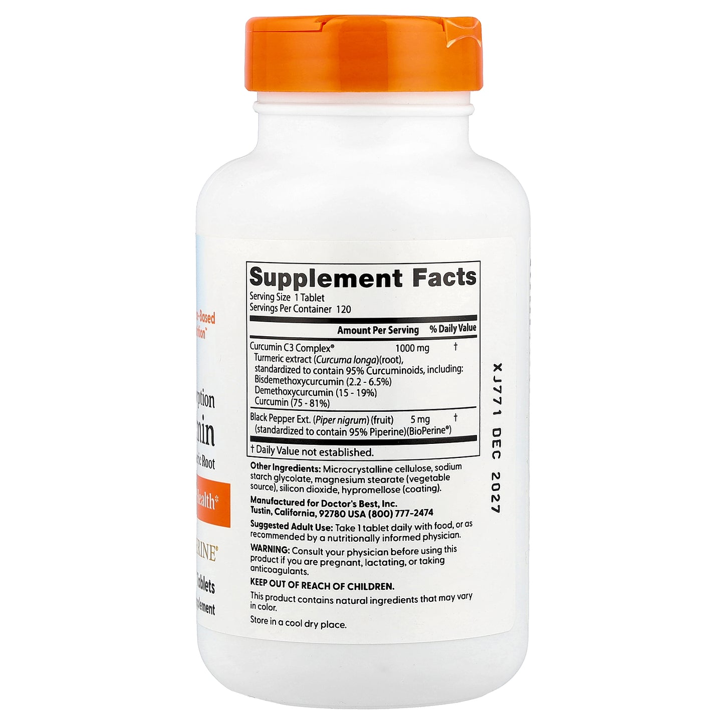 Doctor's Best, High Absorption Curcumin, 120 Tablets