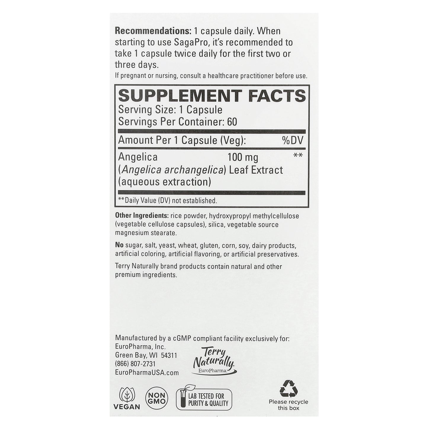 Terry Naturally, SagaPro®, Bladder Health, For Men & Women, 60 Capsules (100 mg per Capsule)