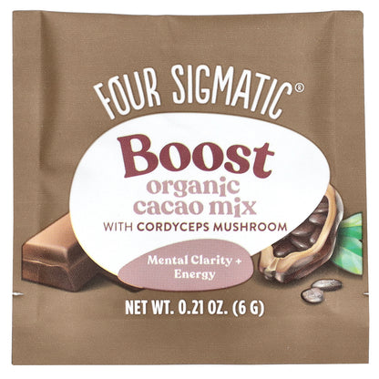 Four Sigmatic, Boost, Organic Cacao Mix with Cordyceps Mushroom, 10 Packets, 0.21 oz (6 g) Each