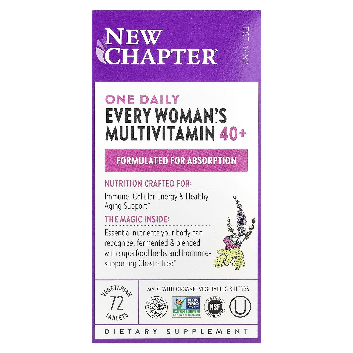 New Chapter, One Daily Every Woman's™ Multivitamin 40+, 72 Vegetarian Tablets