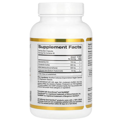 California Gold Nutrition, Glucosamine, Chondroitin, MSM Plus Hyaluronic Acid, 120 Veggie Caps