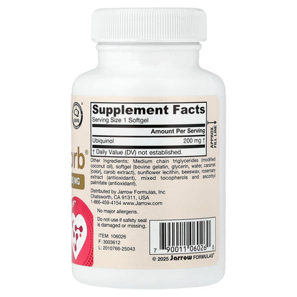 Jarrow Formulas, Ubiquinol, QH-Absorb, Max Absorption, 200 mg, 60 Softgels