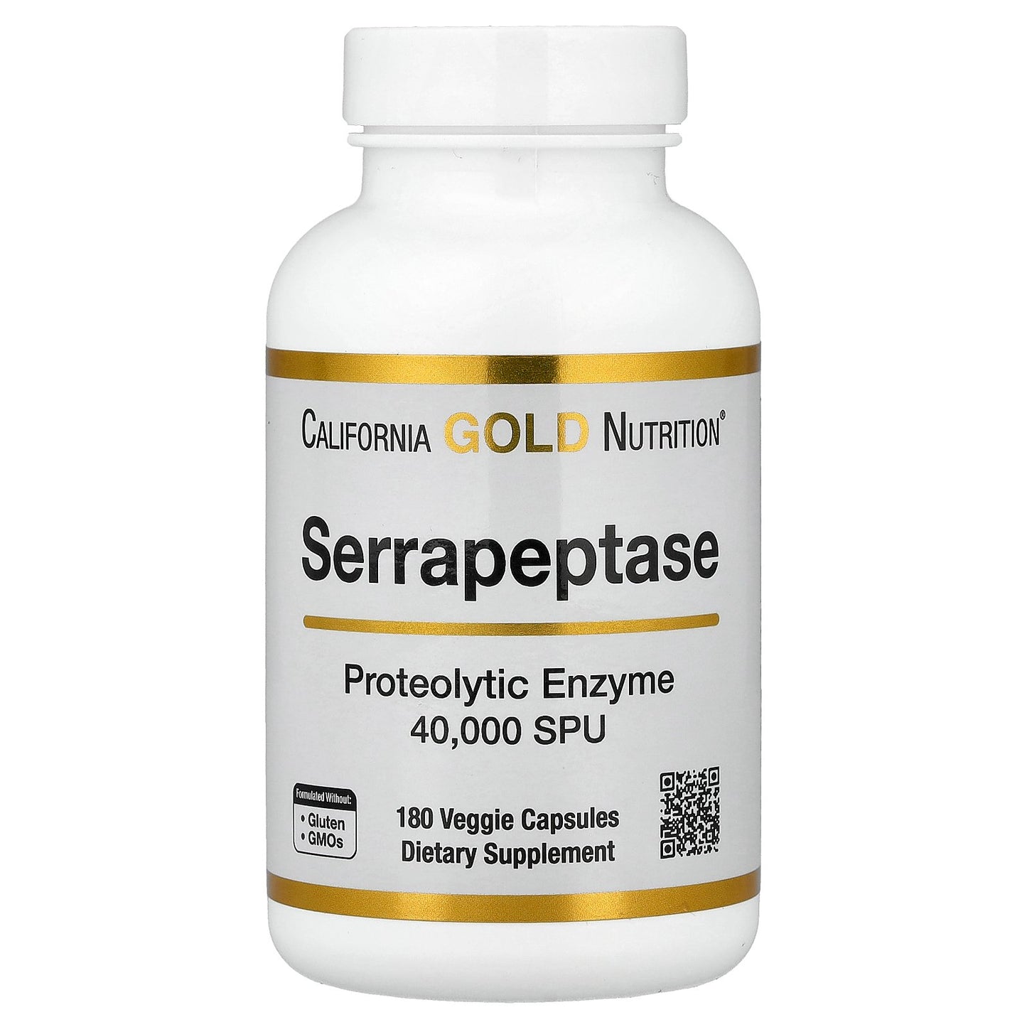 California Gold Nutrition, Serrapeptase, Proteolytic Enzyme, 40,000 SPUs, 180 Veggie Capsules