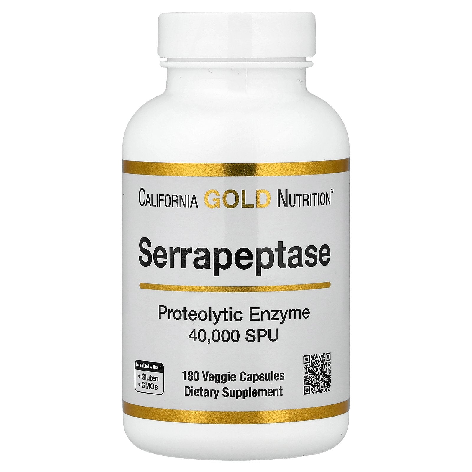 California Gold Nutrition, Serrapeptase, Proteolytic Enzyme, 40,000 SPUs, 180 Veggie Capsules