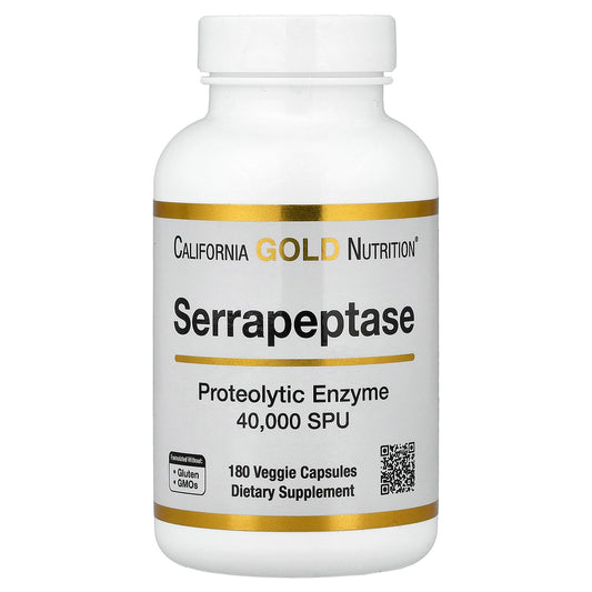 California Gold Nutrition, Serrapeptase, Proteolytic Enzyme, 40,000 SPUs, 180 Veggie Capsules
