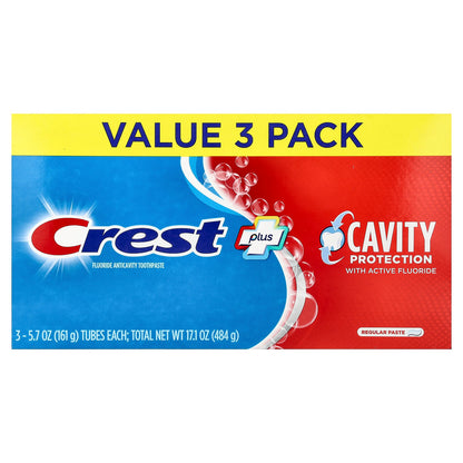 Crest, Cavity Protection, Fluoride Anticavity Toothpaste, Regular Paste, 3 Pack, 5.7 oz (161 g) Each