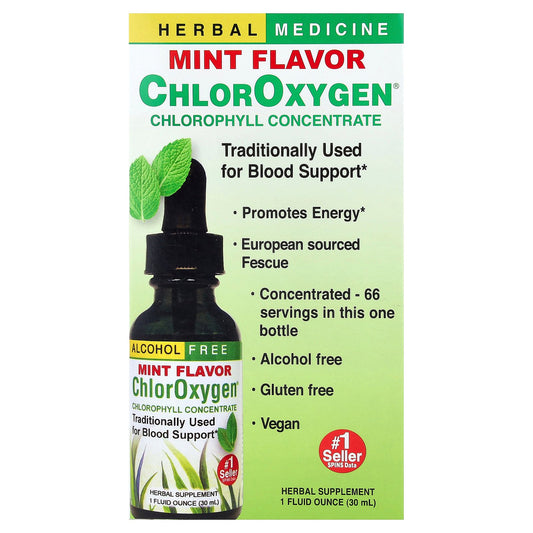 Herbs Etc., ChlorOxygen®, Chlorophyll Concentrate, Alcohol Free, Mint, 1 fl oz (30 ml)