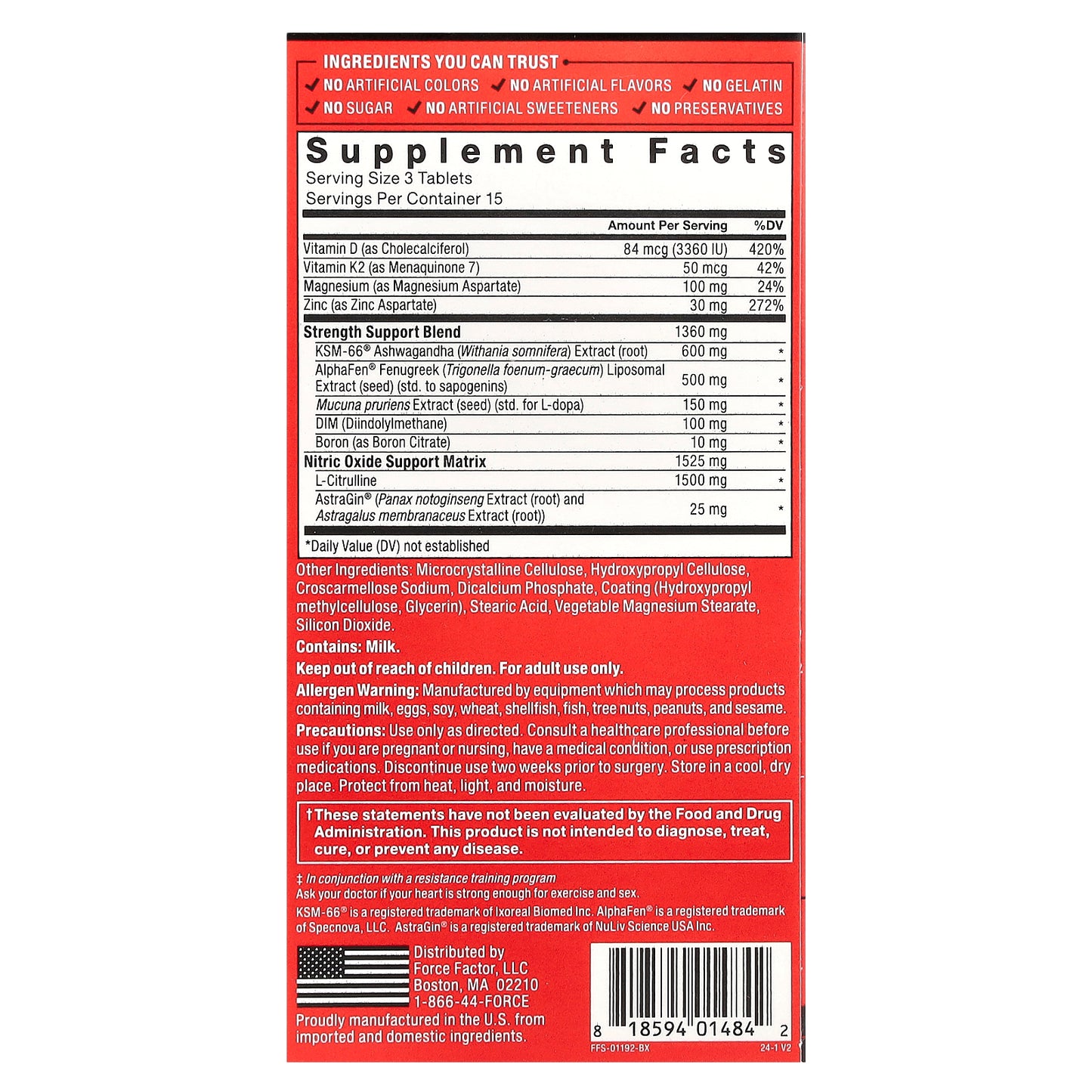 Force Factor, Test X180® Supreme, 45 Tablets