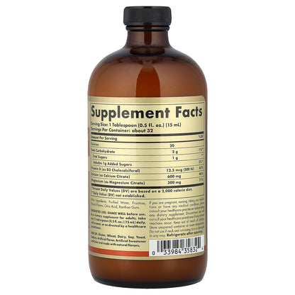 Solgar, Liquid Calcium Magnesium Citrate with Vitamin D3, Orange-Vanilla, 16 fl oz (473 ml)