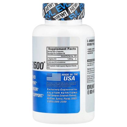 EVLution Nutrition, L-Arginine1500®, 100 Capsules (750 mg per Capsule)