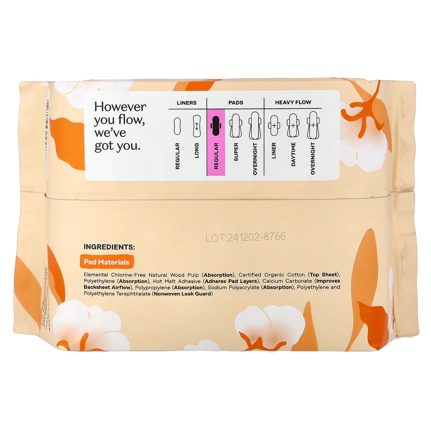 The Honey Pot Company, 100% Organic Cotton Cover, Non-Herbal Pads with Wings, Regular, 20 Count