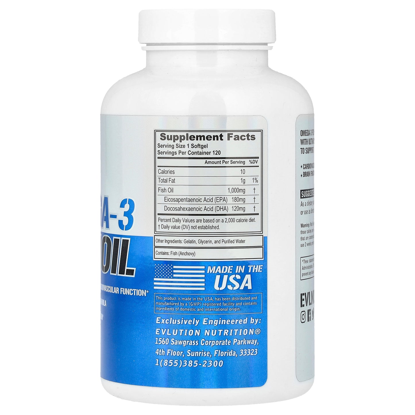 EVLution Nutrition, Omega-3 Fish Oil, 1,000 mg, 120 Softgels
