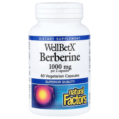 Natural Factors, WellBetX® Berberine, 60 Vegetarian Capsules (500 mg per Capsule)