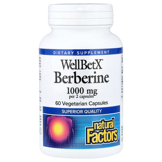 Natural Factors, WellBetX® Berberine, 60 Vegetarian Capsules (500 mg per Capsule)