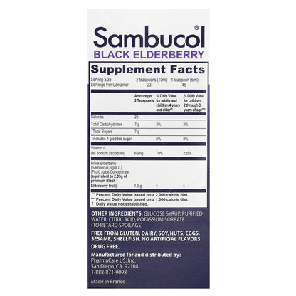 Sambucol, Kids, Black Elderberry, Advanced Immune Syrup, Ages 2+, 8,360 mg, 7.8 fl oz (230 ml)