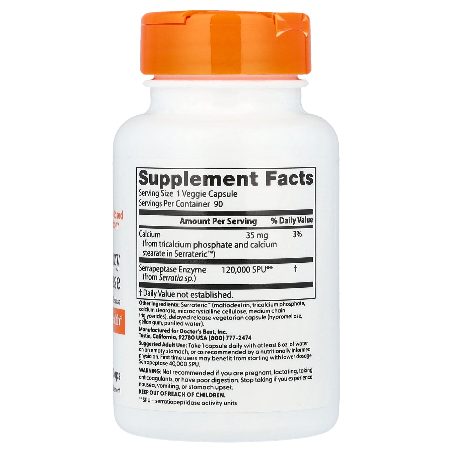 Doctor's Best, High Potency Serrapeptase, 90 Veggie Caps