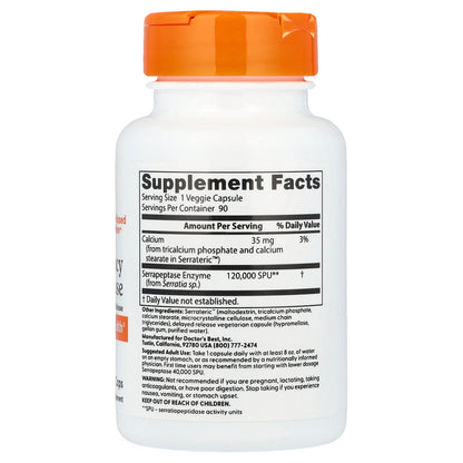 Doctor's Best, High Potency Serrapeptase, 90 Veggie Caps