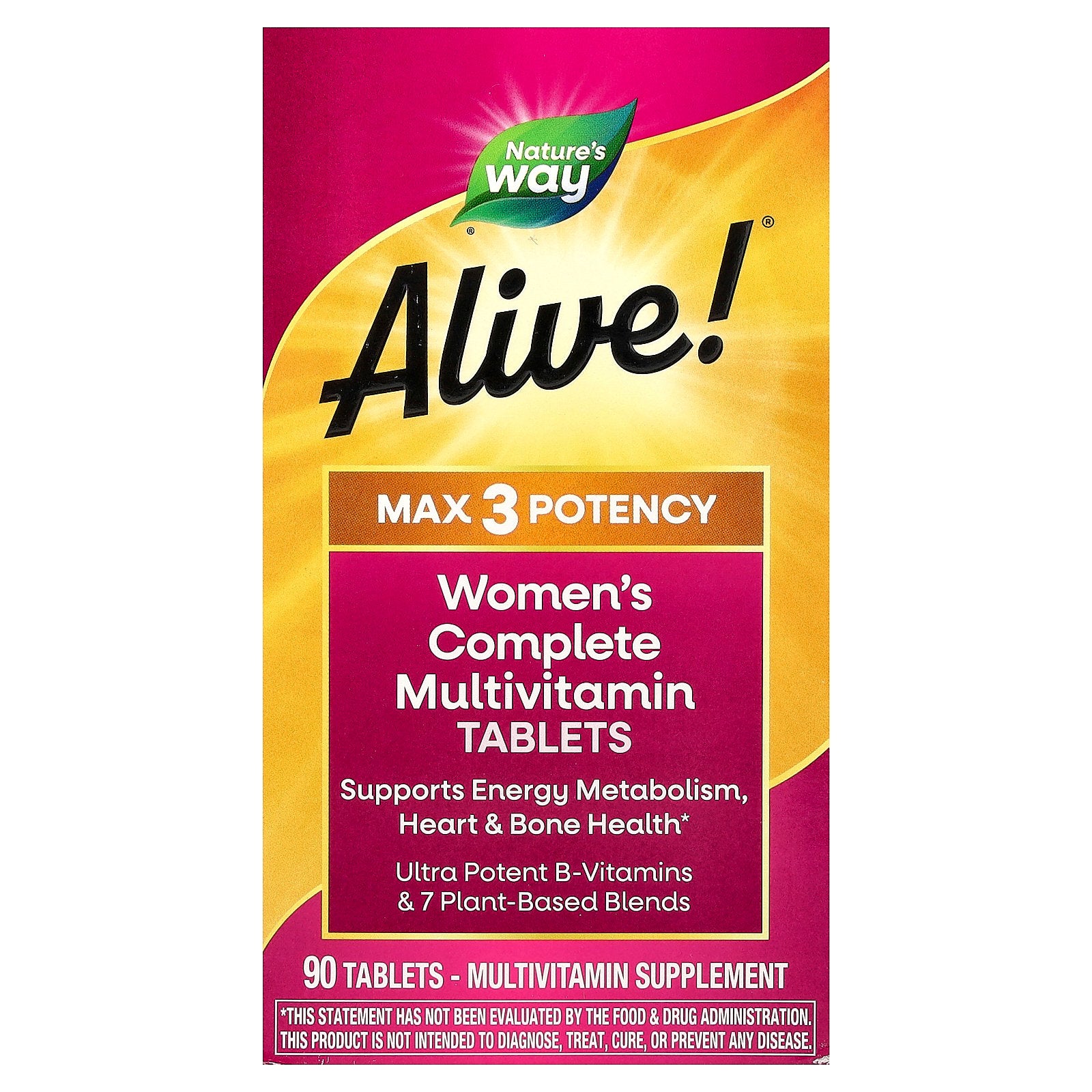 Nature's Way, Alive!® Max 3 Potency, Women's Complete Multivitamin, 90 Tablets