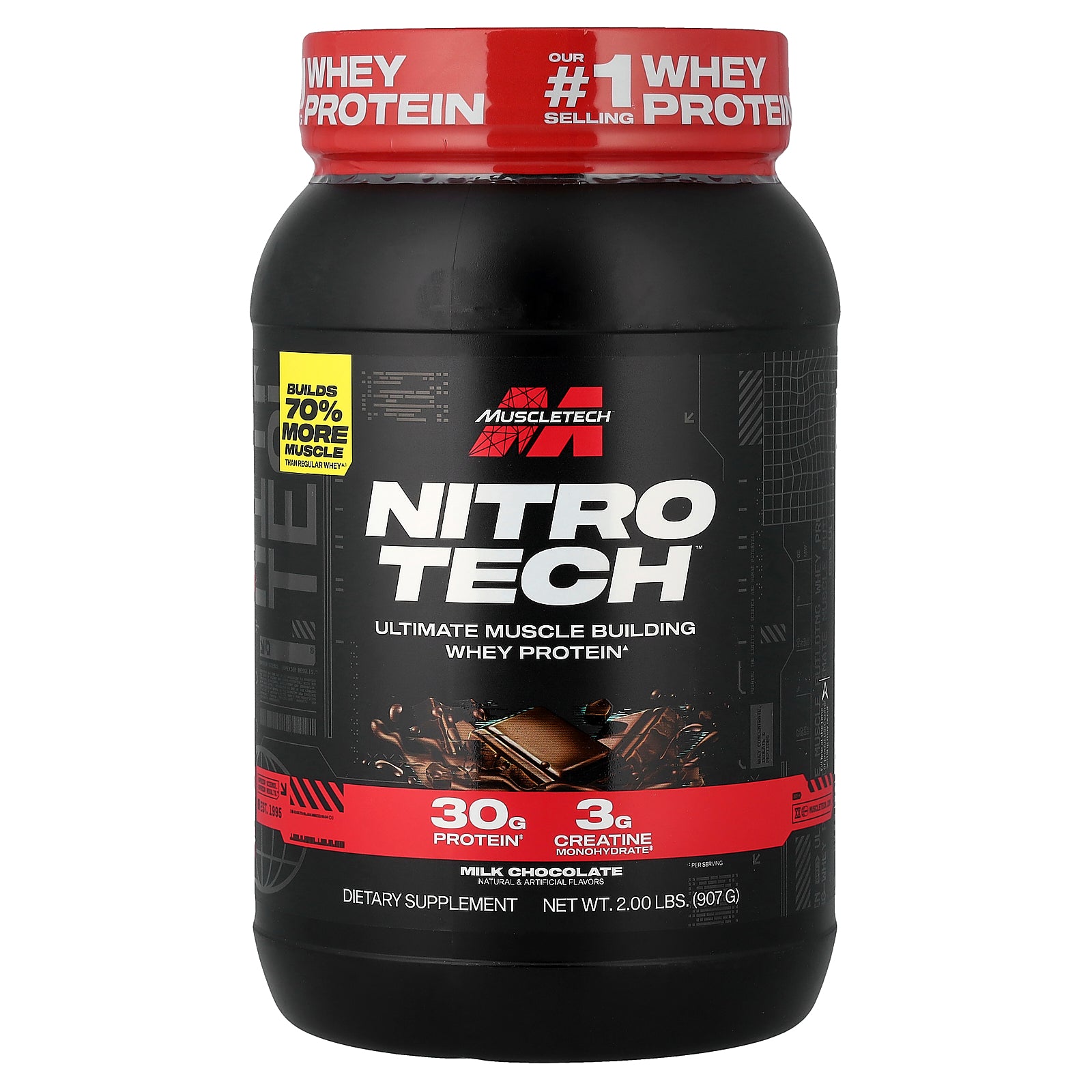 MuscleTech, Nitro-Tech™ Whey Protein, Milk Chocolate, 2 lbs (907 g)