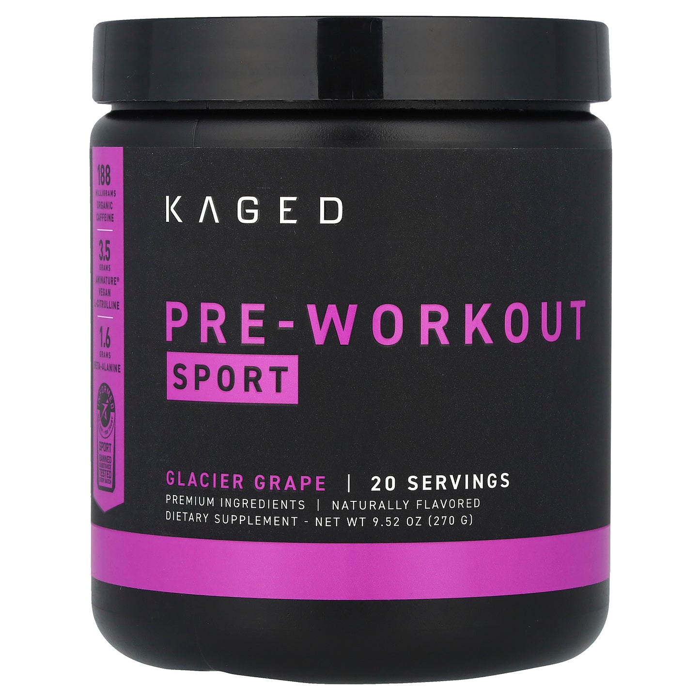 Kaged, PRE-KAGED Sport, Pre-Workout, Glacier Grape, 9.31 oz (264 g)