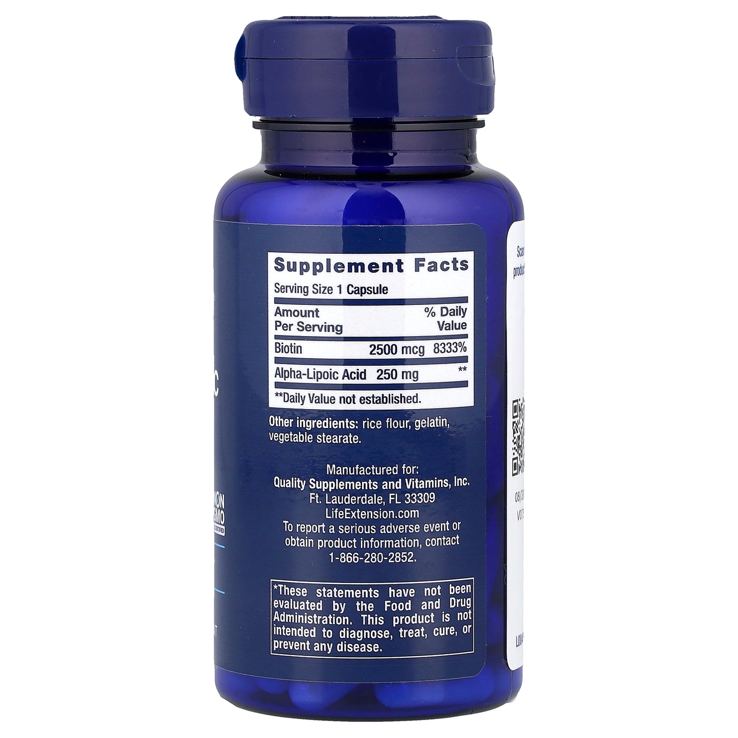 Life Extension, Alpha-Lipoic Acid with Biotin, 60 Capsules