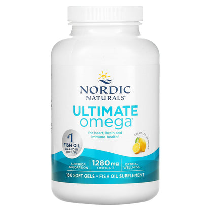 Nordic Naturals, Ultimate Omega, Lemon, 1,280 mg, 180 Soft Gels (640 mg per Soft Gel)