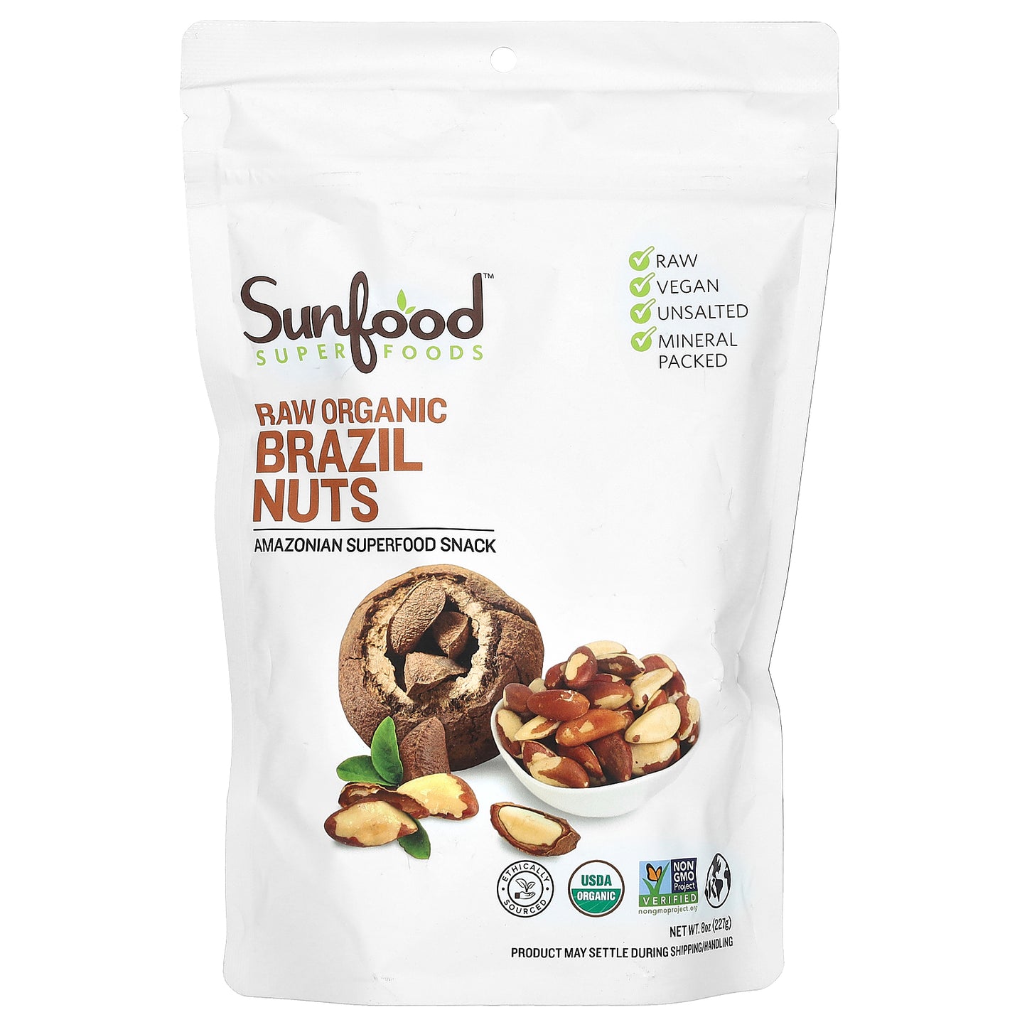 Sunfood, Raw Organic Brazil Nuts, 8 oz (227 g)