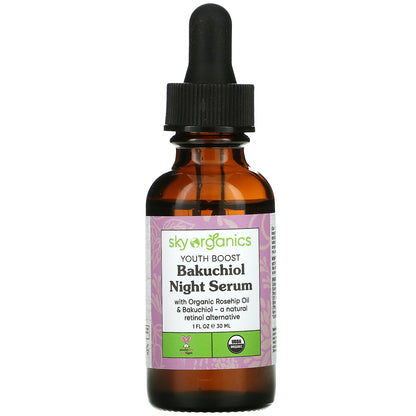 Sky Organics, Youth Boost, Bakuchiol Night Serum, 1 fl oz (30 ml)