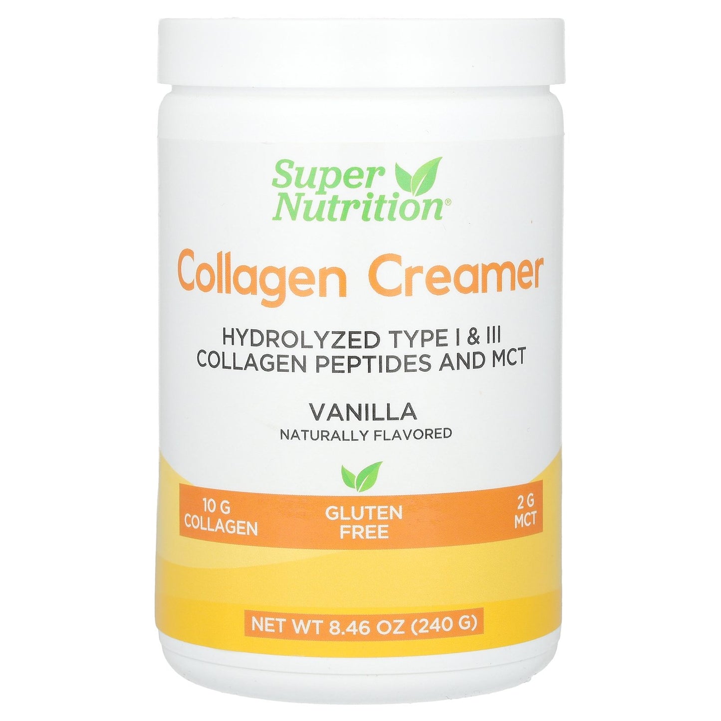 Super Nutrition, Collagen Creamer with Hydrolyzed 1 & 3, Calcium, Protein, and Iron, Vanilla, 8.46 oz (240 g)