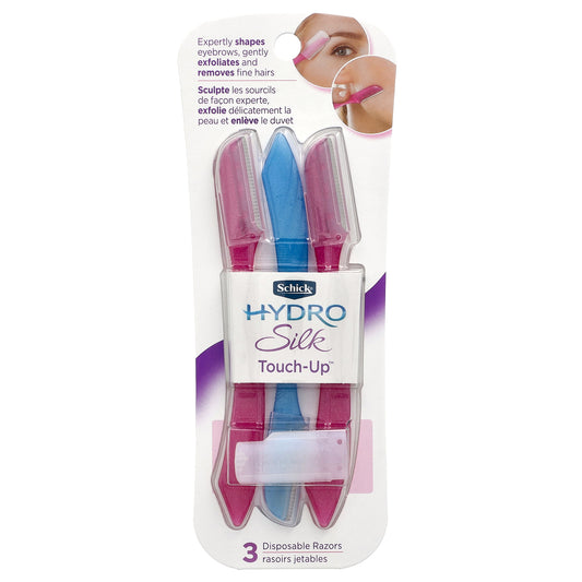 Schick, Hydro Silk Touch Up, Assorted Colors, 3 Disposable Razors