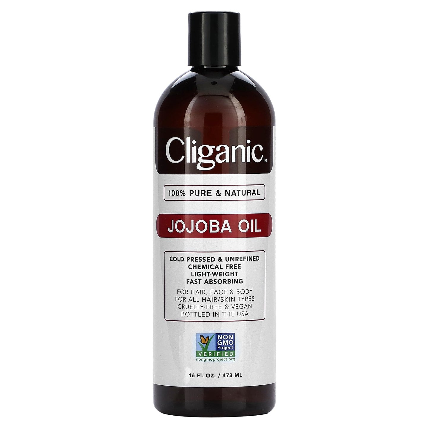 Cliganic, 100% Pure & Natural, Jojoba Oil, 16 fl oz (473 ml)