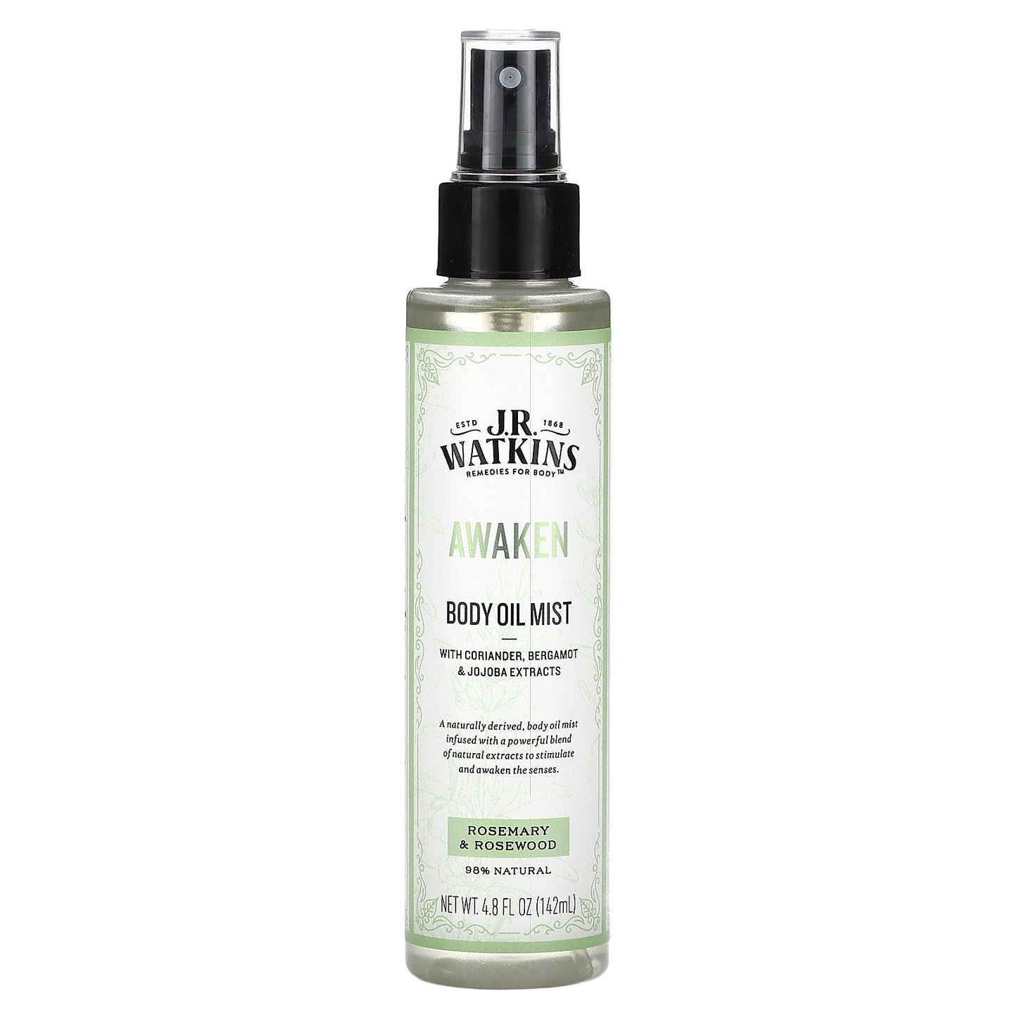 J R Watkins, Awaken, Body Oil Mist, Rosemary & Rosewood, 4.8 fl oz (142 ml)