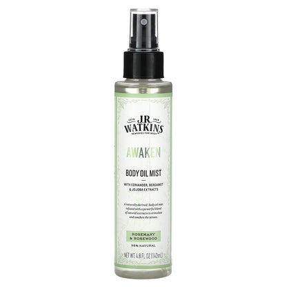 J R Watkins, Awaken, Body Oil Mist, Rosemary & Rosewood, 4.8 fl oz (142 ml)