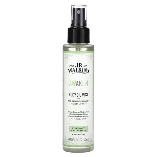 J R Watkins, Awaken, Body Oil Mist, Rosemary & Rosewood, 4.8 fl oz (142 ml)