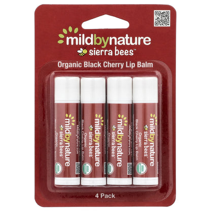 Mild By Nature, Sierra Bees™, Organic Lip Balms, Black Cherry, 4 Pack, 0.15 oz (4.25 g) Each