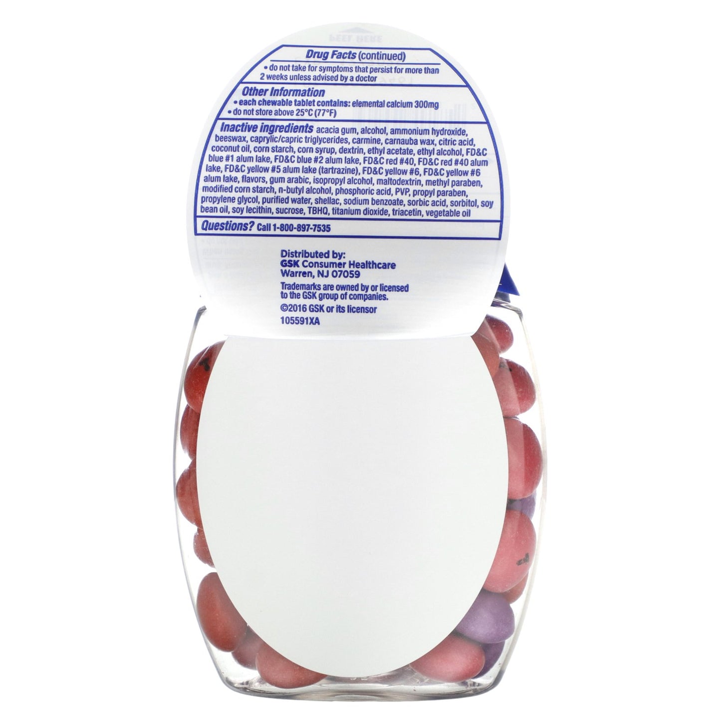 Tums, Antacid, Chewy Bites, Assorted Berries, 750 mg, 60 Chewable Tablets