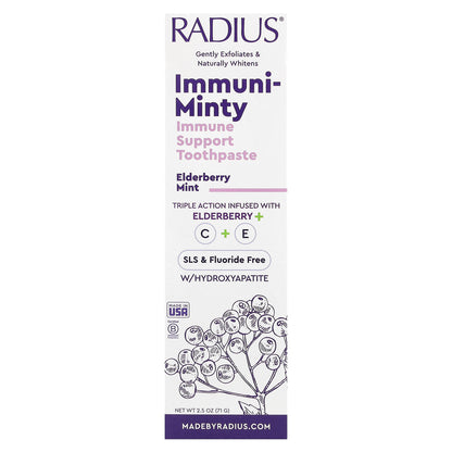 RADIUS, Immuni-Minty, Immune Support Toothpaste, Elderberry Mint, 2.5 oz (71 g)