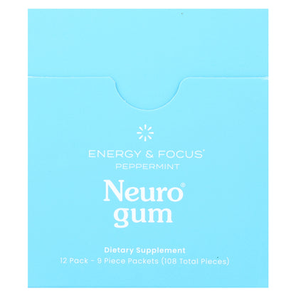 NeuroGum, Energy & Focus, Peppermint, 12 Packs, 9 Pieces Each