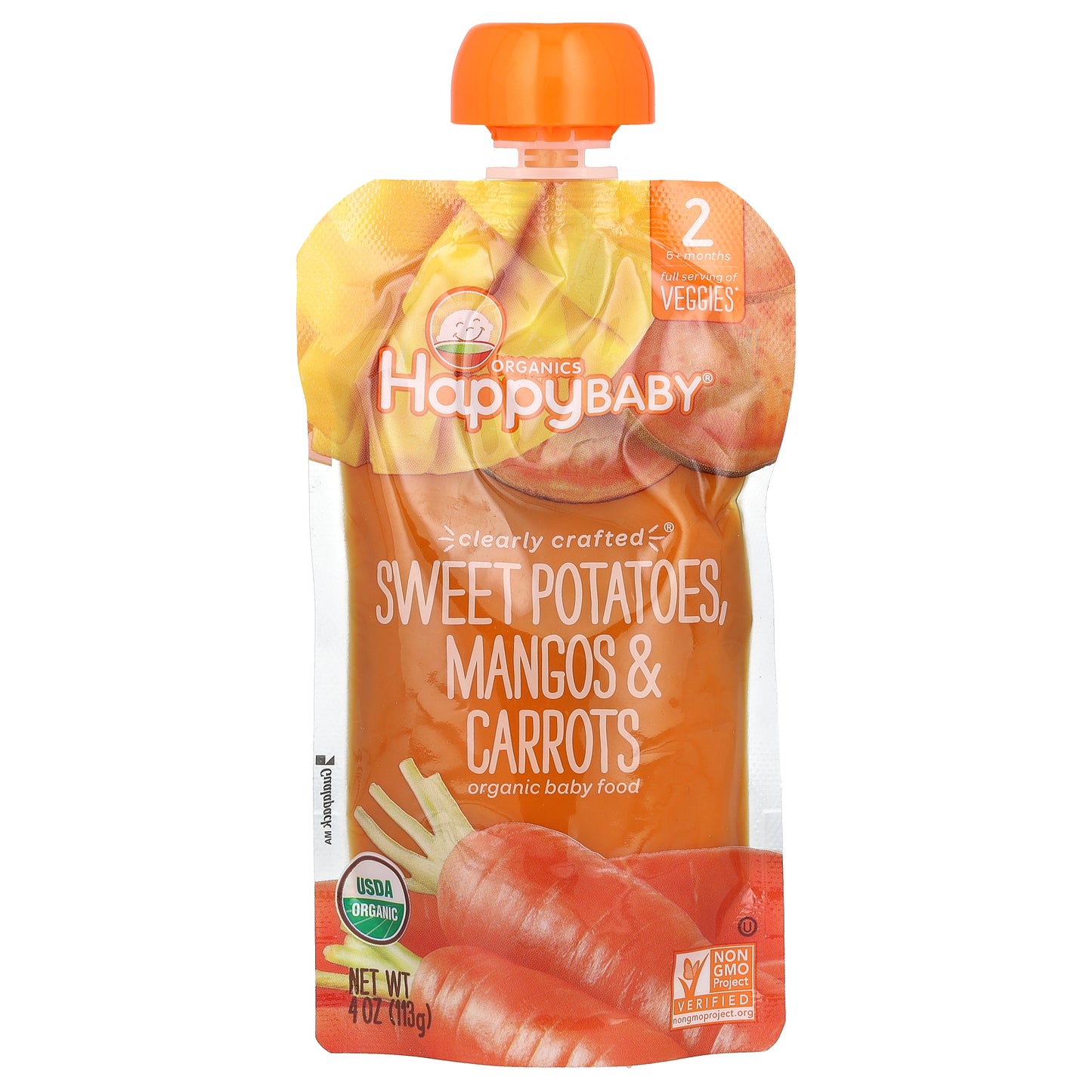 Happy Family Organics, Happy Baby®, Organic Baby Food, 6+ Months, Sweet Potatoes, Mangos & Carrots, 4 oz (113 g)
