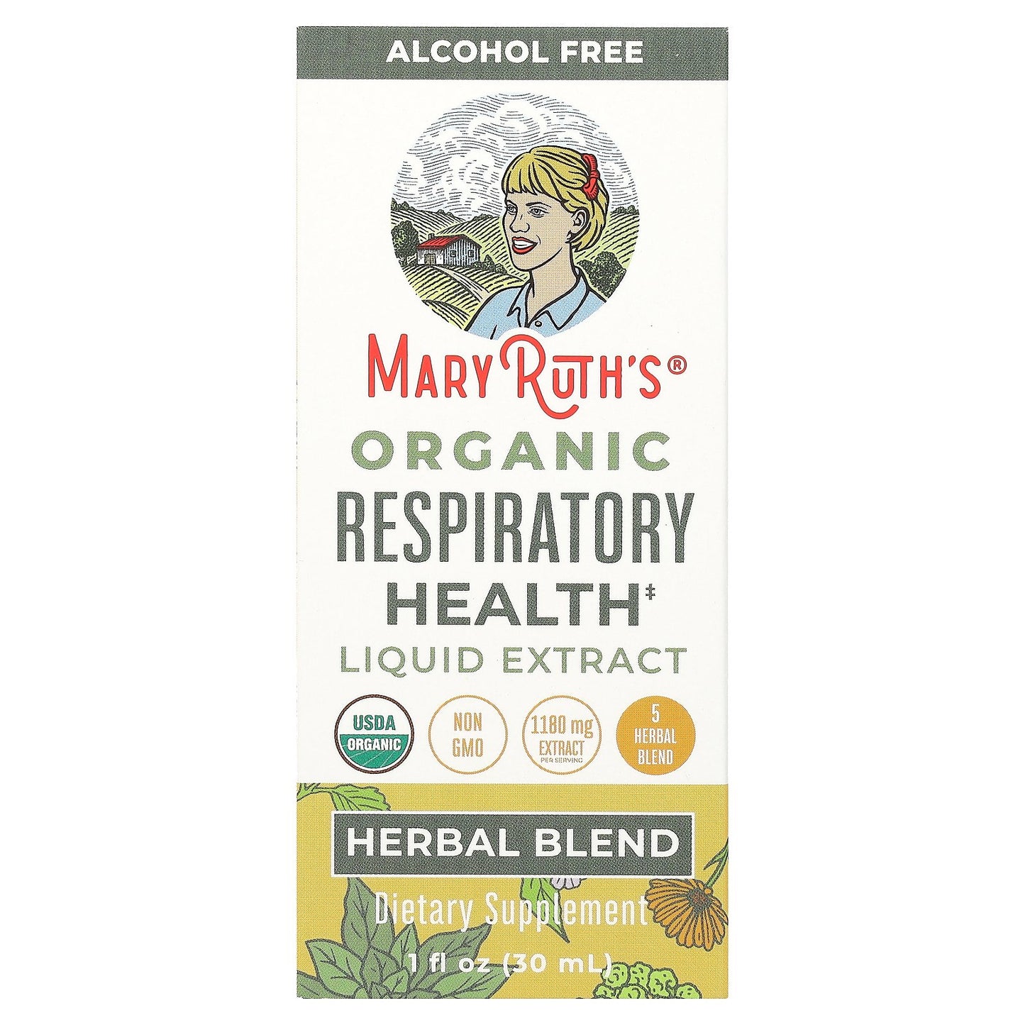 MaryRuth's, Organic Respiratory Health Liquid Extract, Alcohol Free, 1,180 mg, 1 fl oz (30 ml)