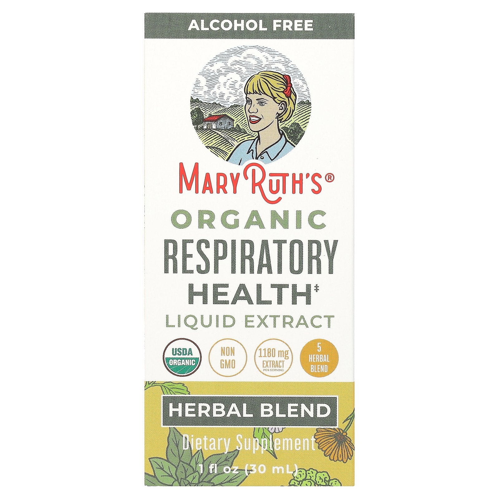 MaryRuth's, Organic Respiratory Health Liquid Extract, Alcohol Free, 1,180 mg, 1 fl oz (30 ml)