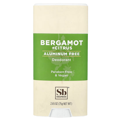 Soapbox, Aluminum Free Deodorant, Bergamot + Citrus, 2.65 oz (75 g)