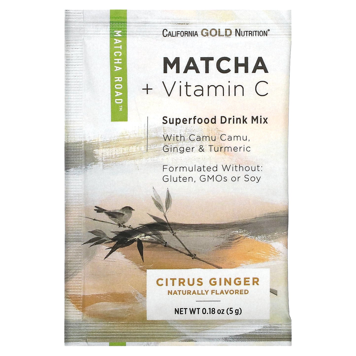 California Gold Nutrition, Matcha Road, Matcha + Vitamin C, Citrus Ginger, 10 Count