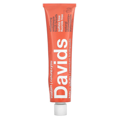 Davids, Premium Toothpaste, Kids + Adults, Natural Strawberry + Watermelon, 5.25 oz (149 g)