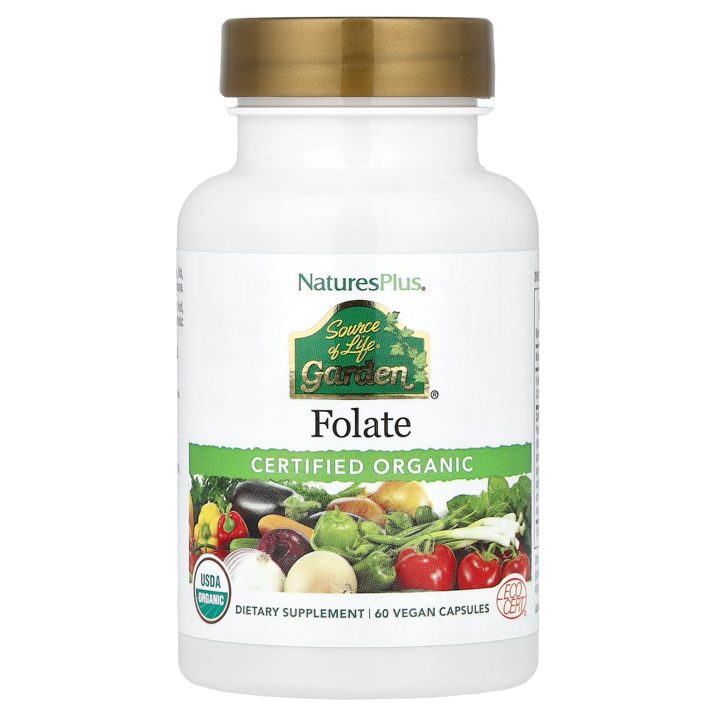 NaturesPlus, Source of Life®, Garden, Folate, 60 Vegan Capsules