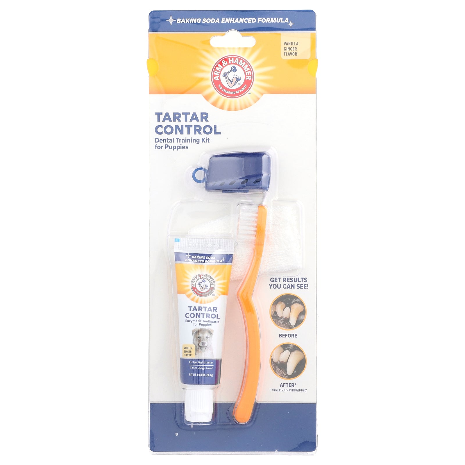 Arm & Hammer, Tartar Control, Dental Training Kit For Puppies, Vanilla Ginger, 4 Piece Kit