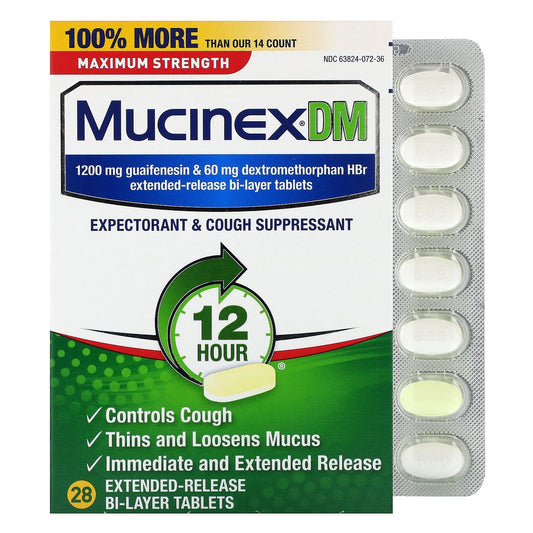 Mucinex, Mucinex DM, 28 Extended-Release Bi-Layer Tablets