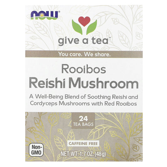 NOW Foods, Rooibos Reishi Mushroom Tea, Caffeine Free, 24 Tea Bags, 1.7 oz (48 g)