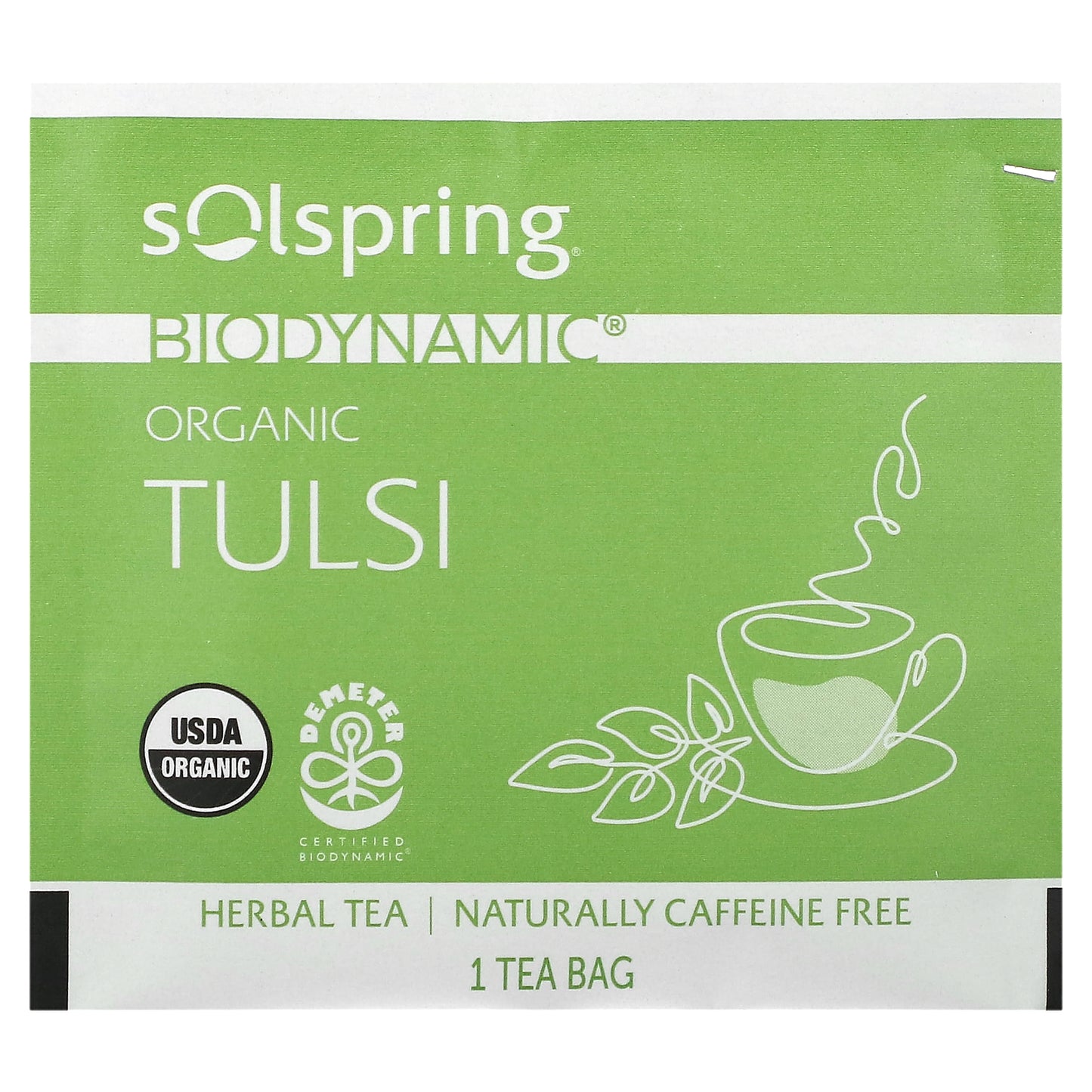 Dr. Mercola, Solspring, Biodynamic, Organic Tulsi Herbal Tea, Caffeine Free, 18 Tea Bags, 1.27 oz (36 g)