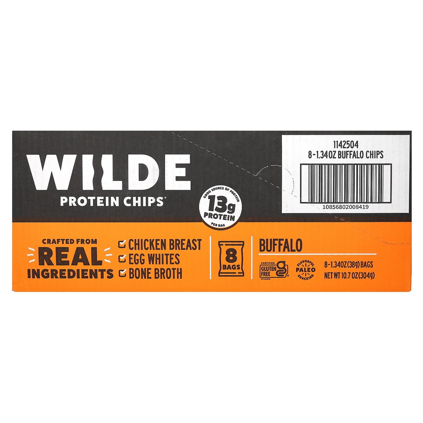 Wilde Brands, Protein Chips, Buffalo Style, 8 Bags, 1.34 oz (38 g) Each